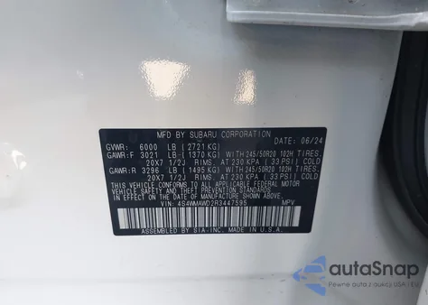 2024 Subaru Ascent Touring 7-Passenger from USA, damaged, VIN 4S4WMAWD2R3447595